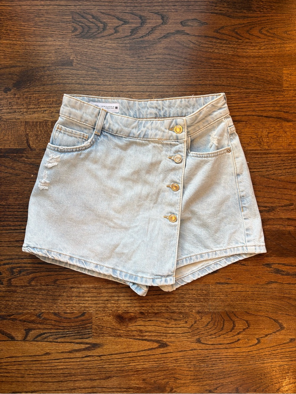 Zara Light Blue Denim Wrap Skort xs